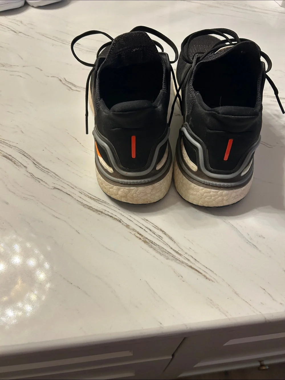 adidas Black Knit Running Shoes with Orange Accents